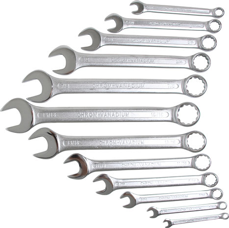 Combination Spanner Set Inch sizes 1/4 - 15/16 12 pcs.