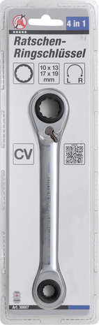 Double Ended Ratchet Wrench 4-in-1 10 x 13-17 x 19 mm
