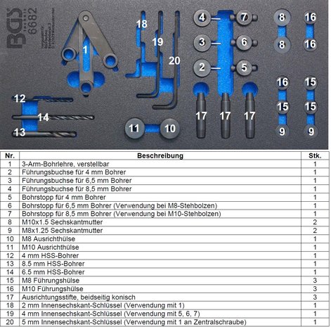 Cylinder Head Drilling Gauge Tool Set 28 pcs