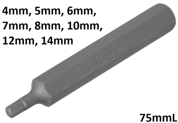 Bit length 75mmL (3/8) Drive internal Hexagon