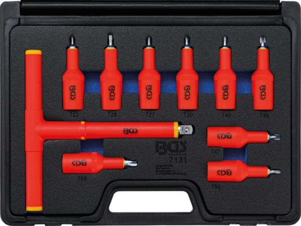 VDE Bit Socket Set 12.5 mm (1/2) Drive T-Star T20 - T55 10 pcs