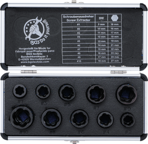 10-piece Special Twist Socket Set, 9-19 mm, 3/8