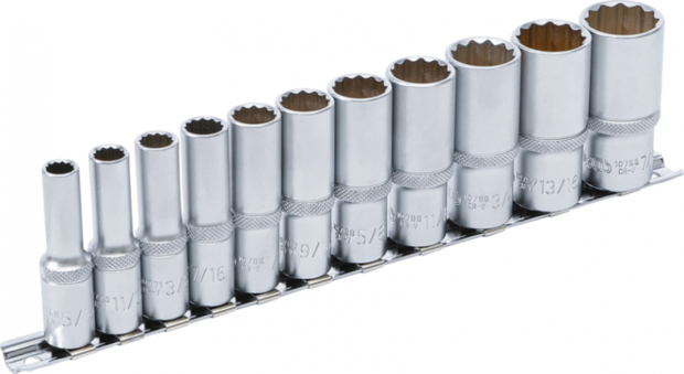 Socket Set, 12-point, deep (3/8) Drive Inch Sizes 11 pcs