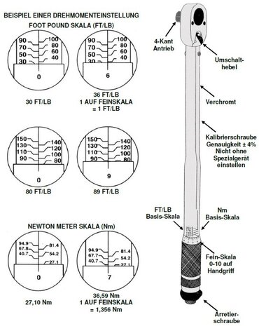 Torque Wrench 6.3 mm (1/4) 2 - 24 Nm