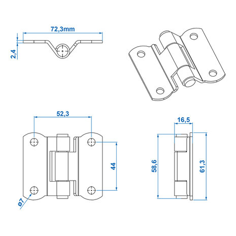 Hinge 73x61mm