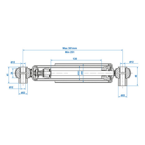 Shock absorber 900kg CC=250-380 set of 2 pieces