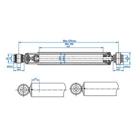 Shock absorber suitable for Boge/BPW/Hahn/Peitz 1500-3000kg CC 350-580 1 piece