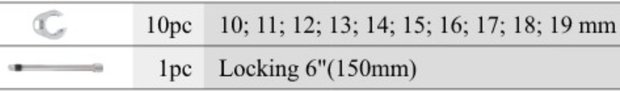 Crowfoot flare nut wrench set 11pc