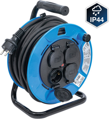 Cable Reel 25 m 3 x 1.5 mm² 4 Socket Outlets with Sealing Cap IP 44 3500W
