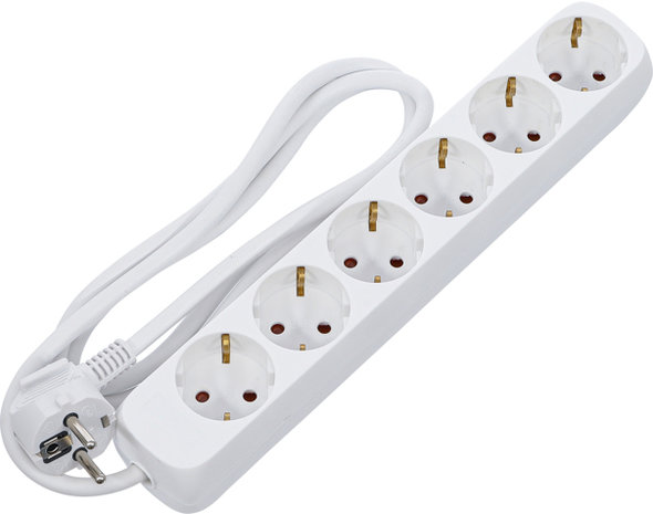 Multiple Socket 6 outlets cable length 1.4 m 3 x 1.5 mm² IP 20