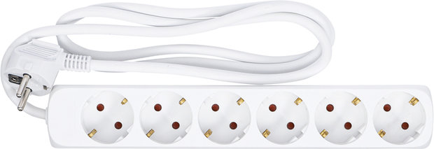 Multiple Socket 6 outlets cable length 1.4 m 3 x 1.5 mm² IP 20