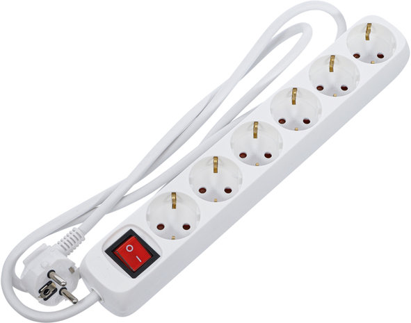 Multiple Socket 6 outlets with Switch cable length 1.4 m 3 x 1.5 mm² IP 20
