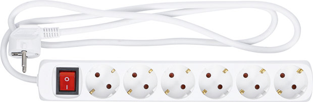 Multiple Socket 6 outlets with Switch cable length 1.4 m 3 x 1.5 mm² IP 20