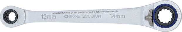 Double Ended Ratchet Wrench 4 in 1, 10 x 12, 14 x 17 mm