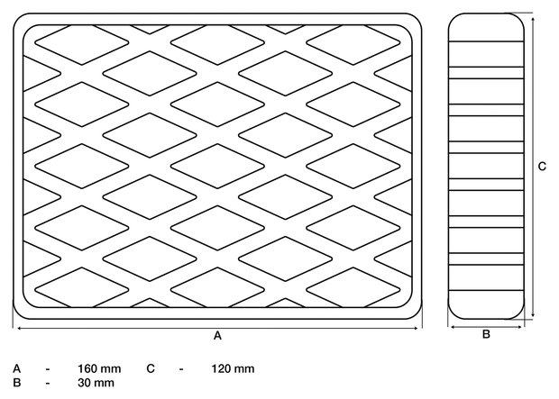 Bgs technic Rubberen pad  voor hefplatforms  160 x 120 x 30 mm