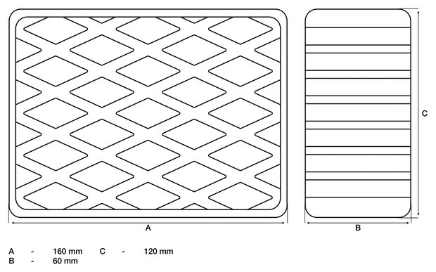 Bgs technic Rubberen pad  voor hefplatforms  160 x 120 x 60 mm