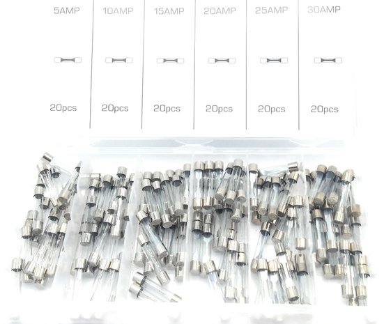 Sterling Assortiment Quick Blow Glass Fuse 5 Amp- 30 Amp 120 Pcs