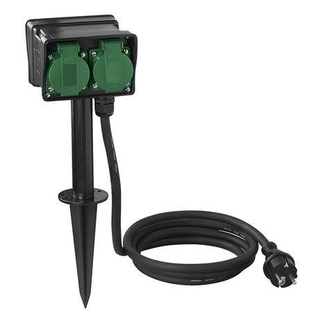 Garden spike Schuko 4-way 2M 3x2.5mm²