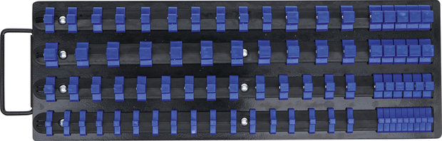 Slip-on rail Set for Sockets with 80 Clips for Sockets 6.3 mm (1/4) 10 mm (3/8) 12.5 mm (1/2)