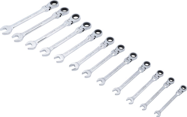 Ratchet Combination Wrench Set flexible Heads 8 - 19 mm 12 pcs