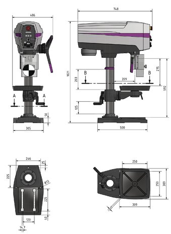 Table drilling machine diameter 25 mm 3x400V