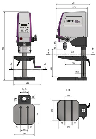 Table drilling machine vario diameter 16 mm 1x230V