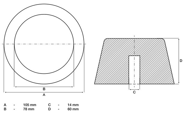 Rubber Pad for Auto Lifts diameter 105mm