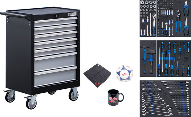 Workshop Trolley 7 Drawers with 129 Tools