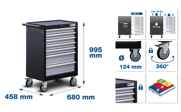 Workshop Trolley 7 Drawers with 354 Tools