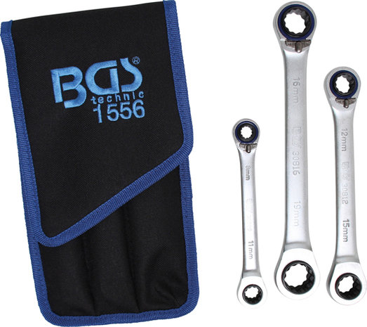 Ratchet Ring Spanner Set reversible 4-in-1 3 pcs