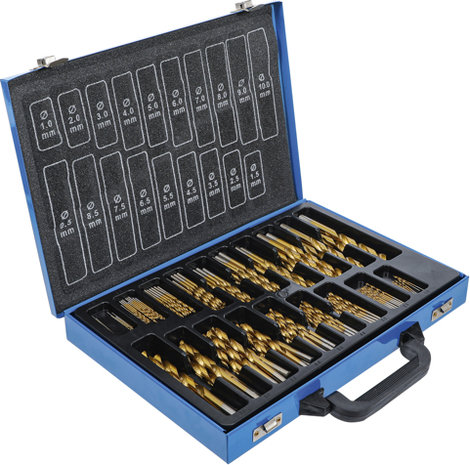 170-piece Twist Drill Set, HSS, Titanium Coated