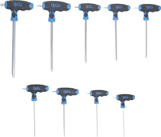 9-piece T-Handle Wrench Set, T-Star, T10 - T50