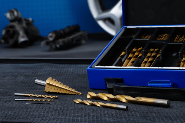 119-piece Twist & Step Drill Set HSS, Titanium Coated, 1 - 10 mm