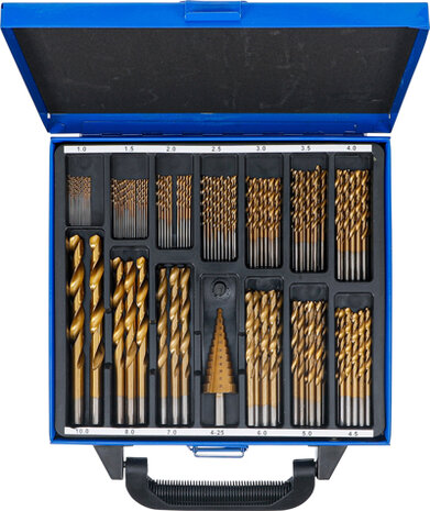 119-piece Twist & Step Drill Set HSS, Titanium Coated, 1 - 10 mm