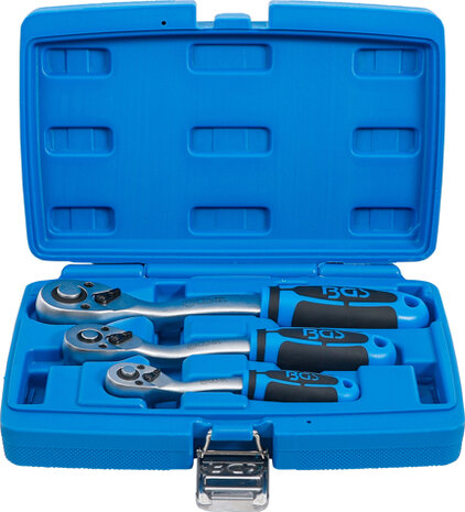 Reversible Ratchet Set Fine Tooth 6.3 mm (1/4) - 10 mm (3/8) - 12.5 mm (1/2) 3 pcs.