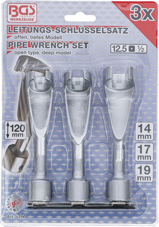 Pipe Wrench Set, open 12.5 mm (1/2) drive 14 - 17 - 19 mm