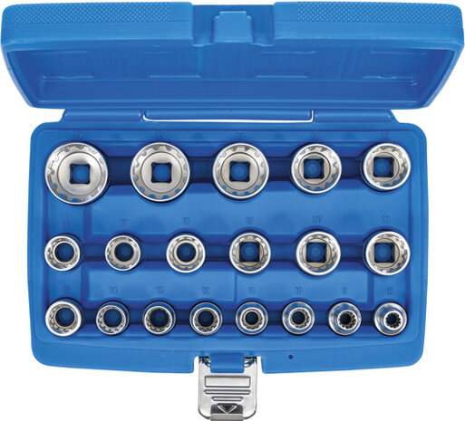 Socket Set, Gear Lock 12.5 mm (1/2) drive 19 pcs