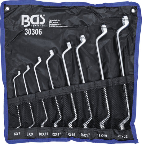 Double Ring Spanner Set deep offset ends 6 x 7 - 20 x 22 mm 8 pcs