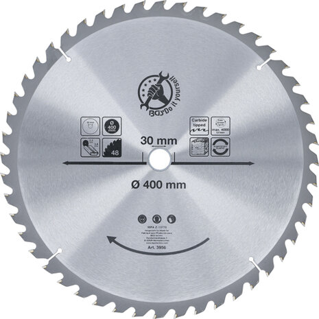 Carbide Tipped Circular Saw Blade Ø 400 x 30 x 3.4 mm 48 teeth