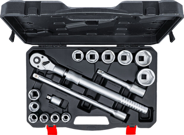 Socket Set with Reversible Ratchet, extendable 20 mm (3/4) Drive 19 - 50 mm 16 pcs