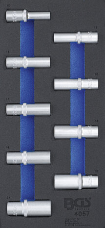 Tool Tray 1/3: Sockets, Hexagon 12.5 mm (1/2) 10 - 24 mm deep 9 pcs.