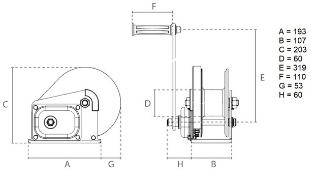 Hand winch 0.66 ton