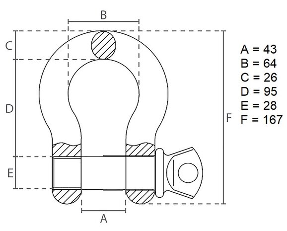 Harp shackle with breast bolt 8.5 tons x6 pcs