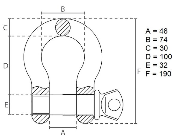 Harp shackle with breast bolt 9.5 tons x6 pcs