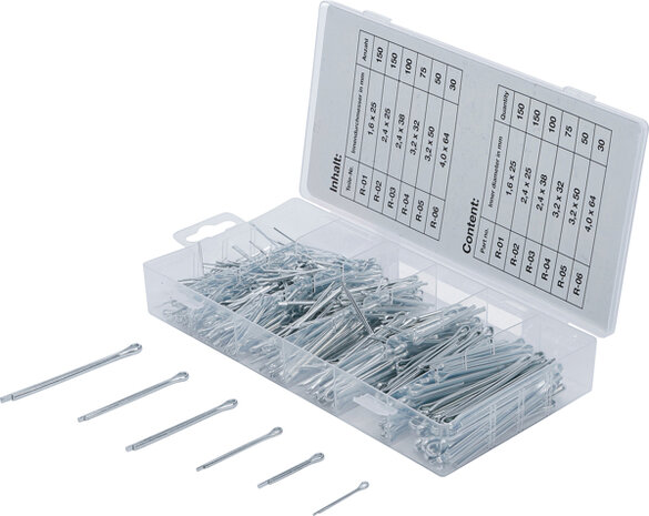 Splint Pin Assortment Ø 1.6 - 4.0 mm 555 pcs.