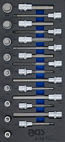 Tool Tray 1/3: Bit Socket Set  12.5 mm (1/2 inch)  internal hexagon  24 pcs.