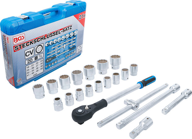 Socket Set, 12-point | 20 mm (3/4) drive | 21 pcs.