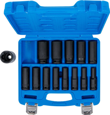 Impact Socket Set, Hexagon 12.5 mm (1/2) Drive 10 - 32 mm 14 pcs