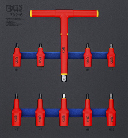 Tool Tray 2/3: VDE Bit Socket Set (3/8) / (1/2) Drive Internal Hexagon 4 - 10 mm 10 pcs