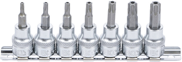 7-piece 3/8 Bit Socket Set, T-Star (Tamperproof) (for Torx), T15-T50